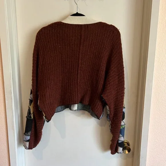 Urban Outfitters Arden Patchwork Argyle Cardigan Size XS Small Knit Button Up - Picture 3 of 7